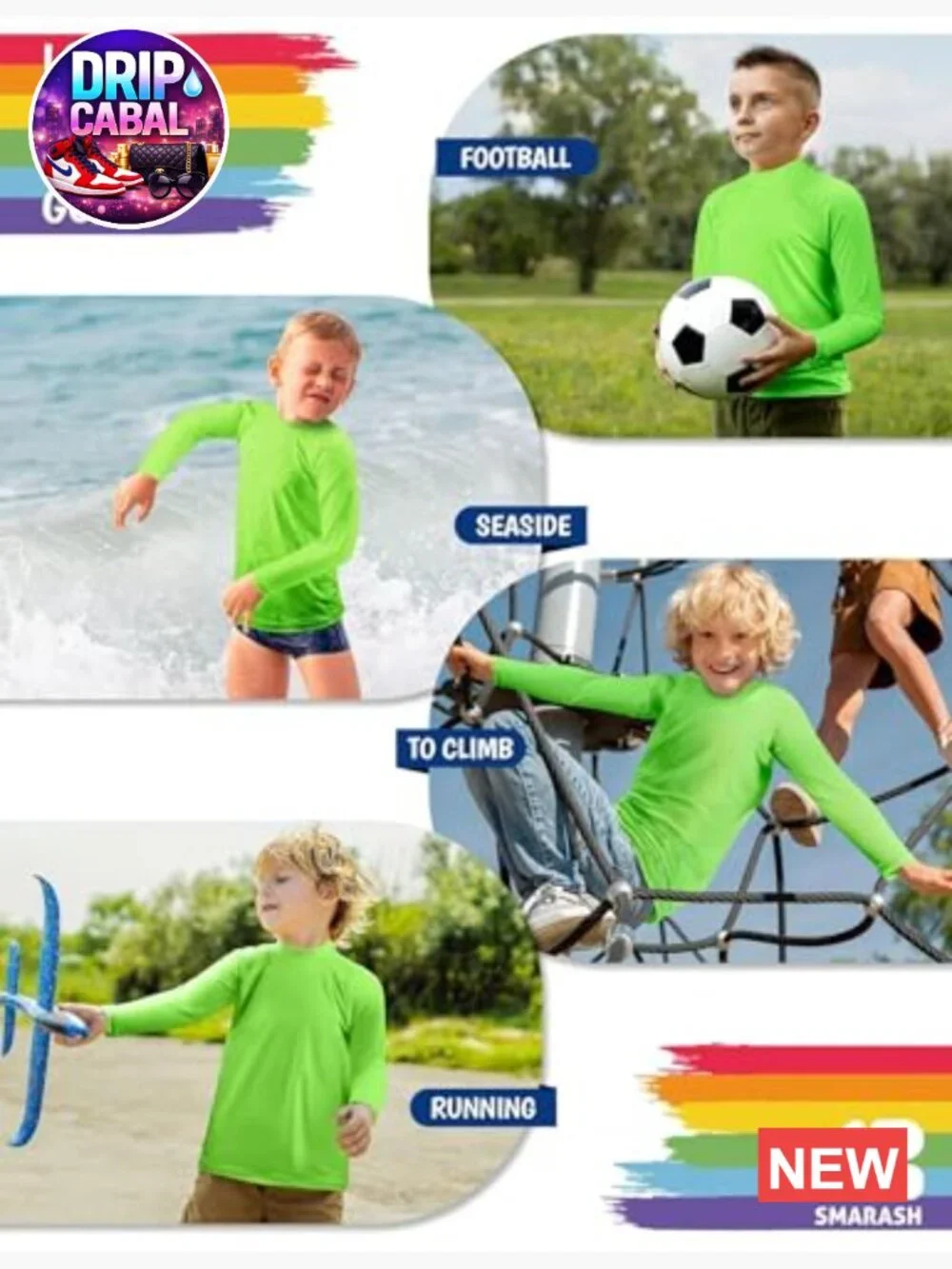 Boys UPF 50 Long Sleeve Rash Guard Swim Shirt Toddler Sun Protection